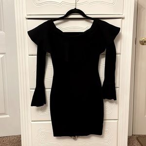 Black off the shoulder knit dress